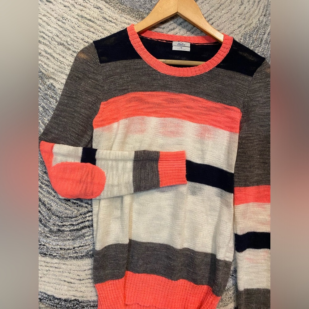 WALLACE MADEWELL Striped Elbow Patch Light Sweater